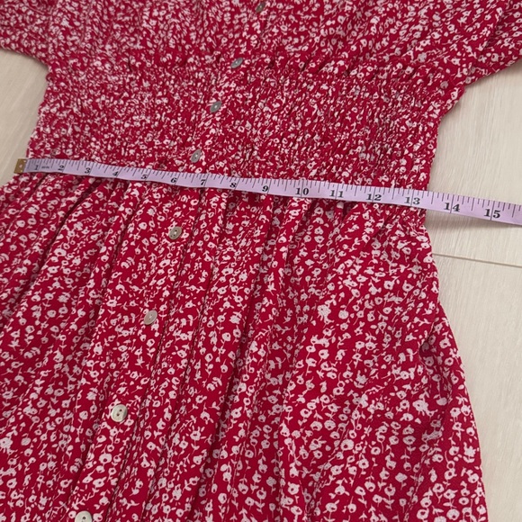 Kate And Lily Red White Floral Short Sleeve Midi Dress - Picture 6 of 9